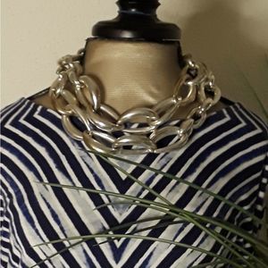 𝅺CHICO'S Blue & White chevron striped top size 1